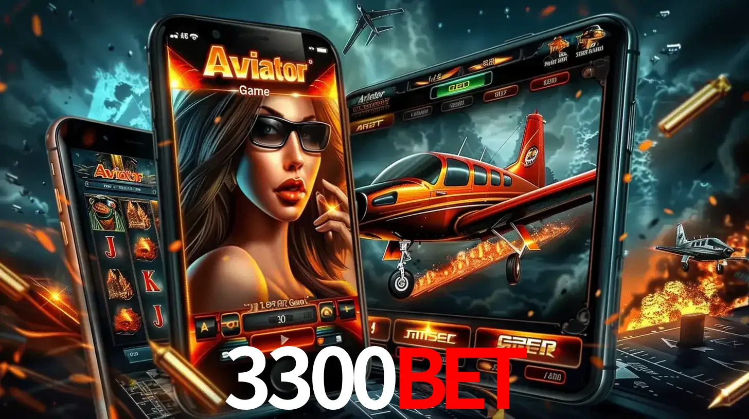 O popular jogo de apostas Aviator exibido em vários celulares e tablets, mostrando a interface emocionante e a ação de voo disponíveis para jogar agora no 3300bet.